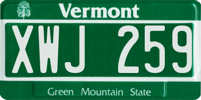 VT license plate XWJ259