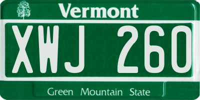 VT license plate XWJ260