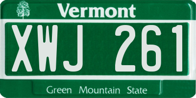 VT license plate XWJ261