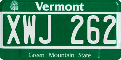 VT license plate XWJ262