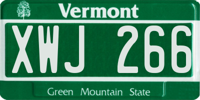 VT license plate XWJ266