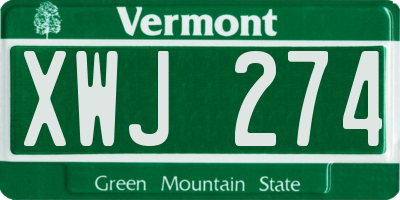VT license plate XWJ274