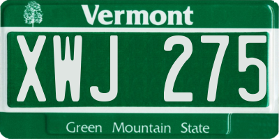 VT license plate XWJ275