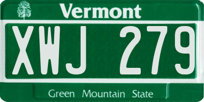 VT license plate XWJ279
