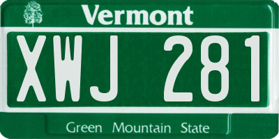VT license plate XWJ281