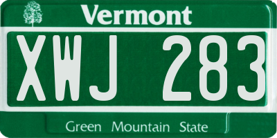 VT license plate XWJ283
