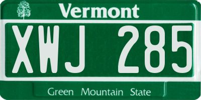 VT license plate XWJ285