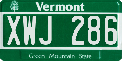 VT license plate XWJ286