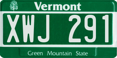 VT license plate XWJ291