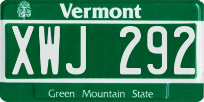 VT license plate XWJ292