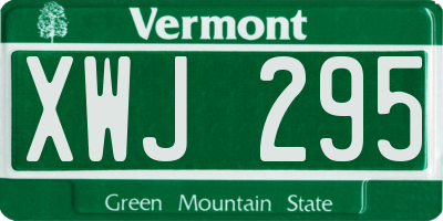 VT license plate XWJ295