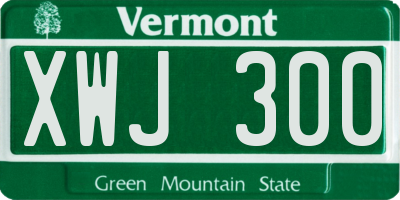 VT license plate XWJ300