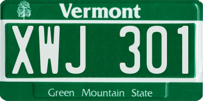 VT license plate XWJ301