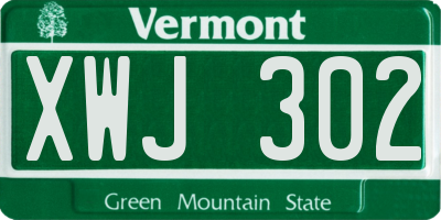 VT license plate XWJ302