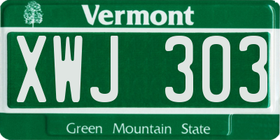 VT license plate XWJ303