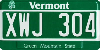 VT license plate XWJ304