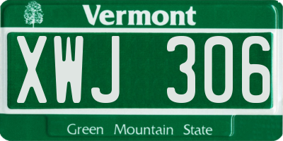 VT license plate XWJ306