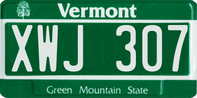 VT license plate XWJ307