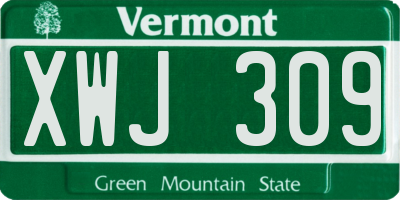 VT license plate XWJ309