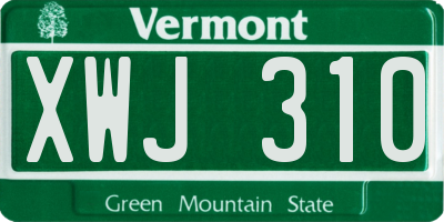 VT license plate XWJ310