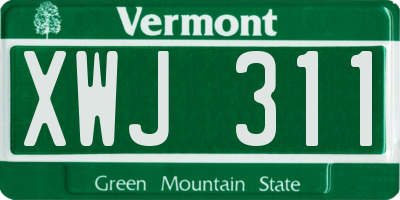 VT license plate XWJ311