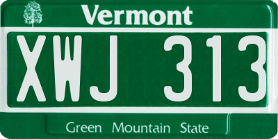 VT license plate XWJ313