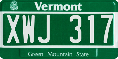 VT license plate XWJ317