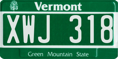 VT license plate XWJ318