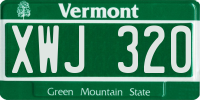 VT license plate XWJ320