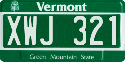 VT license plate XWJ321