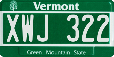 VT license plate XWJ322