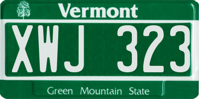 VT license plate XWJ323