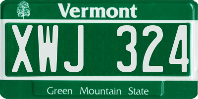 VT license plate XWJ324