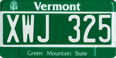 VT license plate XWJ325