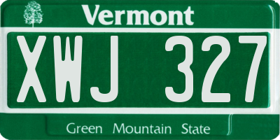 VT license plate XWJ327