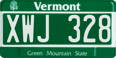 VT license plate XWJ328