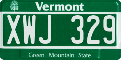 VT license plate XWJ329