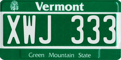 VT license plate XWJ333