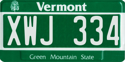 VT license plate XWJ334