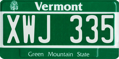 VT license plate XWJ335