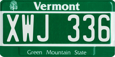 VT license plate XWJ336