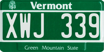 VT license plate XWJ339