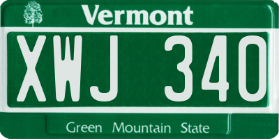 VT license plate XWJ340
