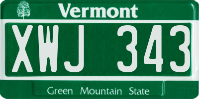 VT license plate XWJ343