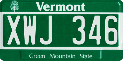 VT license plate XWJ346