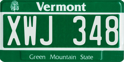 VT license plate XWJ348