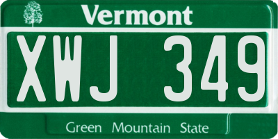 VT license plate XWJ349