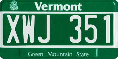 VT license plate XWJ351