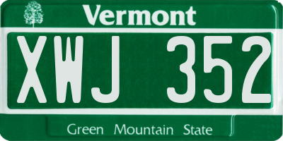 VT license plate XWJ352