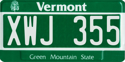 VT license plate XWJ355